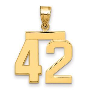 14k Yellow Gold, Athletic Collection Medium Polished Number 42 Pendant